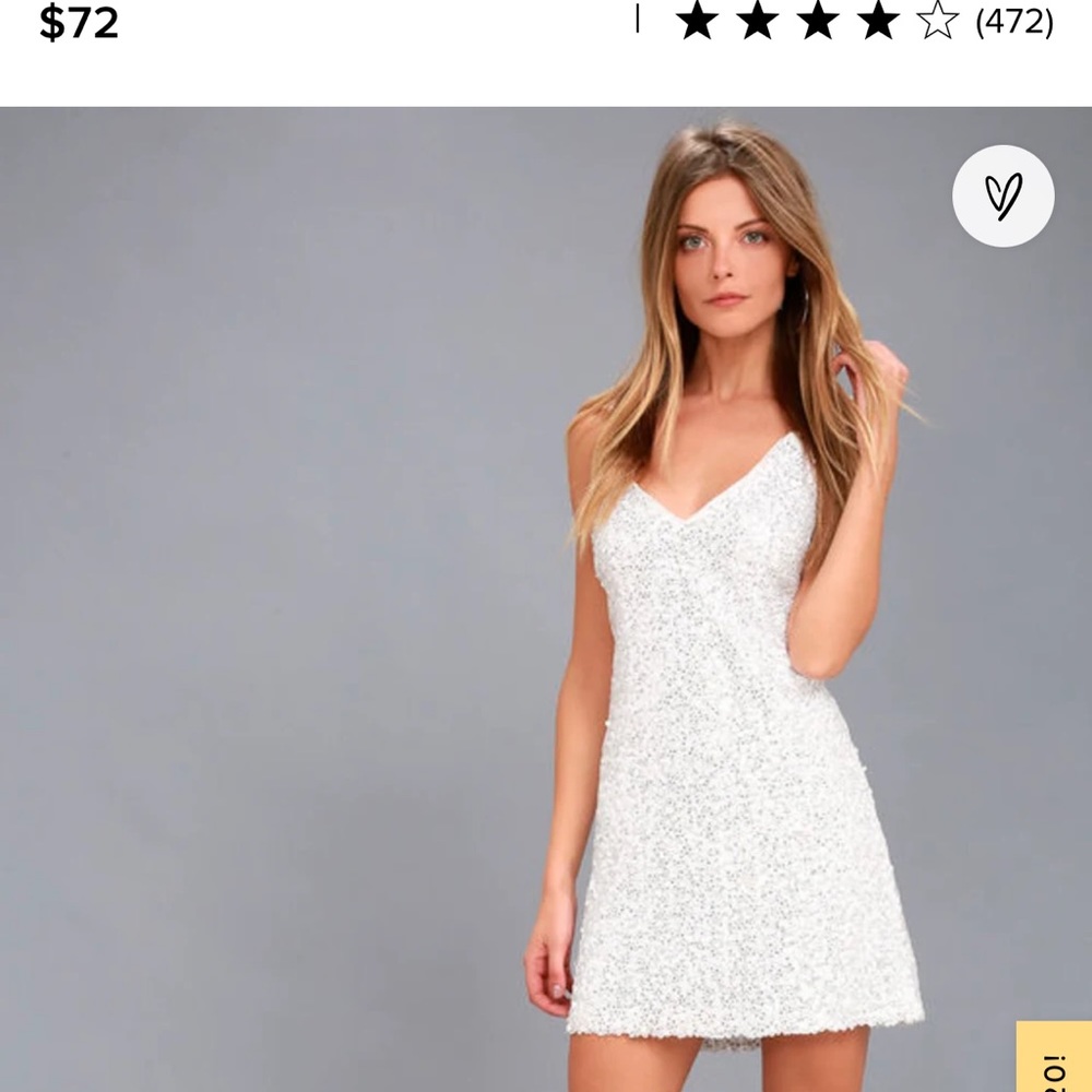 Force of Fashion White Backless Sequin Mini Dress